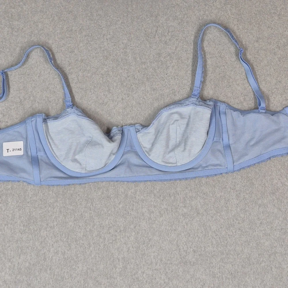 Victoria's Secret Women Bra 36D Blue T Shirt Underwired Lace Strap
